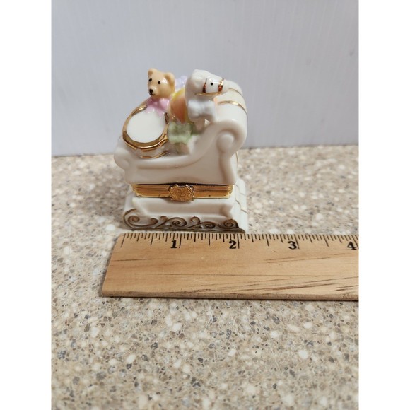 Vintage Lenox Christmas Sleigh Treasure Box Horse Bear - Picture 6 of 8